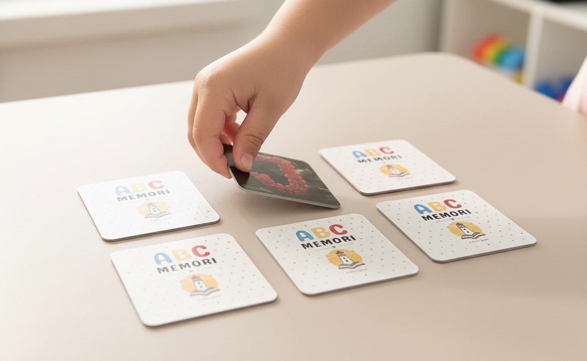 Kinder spielen gemeinsam ABC-Memori